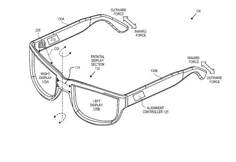 Some alignment features are shown on a pair of glasses involving a noise bridge and sidearms behind ears.