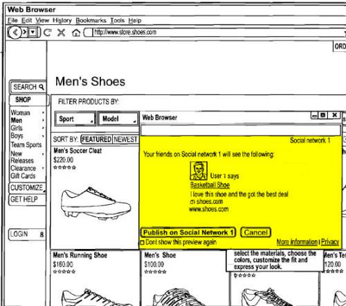 A preview of the information that would be shared on the selected social network