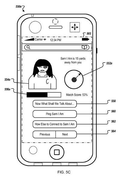 An interface showing someone receiving information about a potential matching network user.