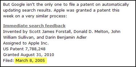 An excerpt from a post presently showing on the SEO by the Sea home page which includes the date of Mar 8, 2005, which matches the date in the present Google snippet on a search for the name of the site.