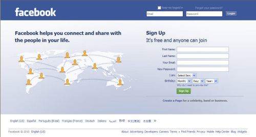 The Facebook.com home page today