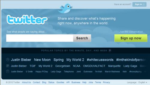 The Twitter.com home page today.