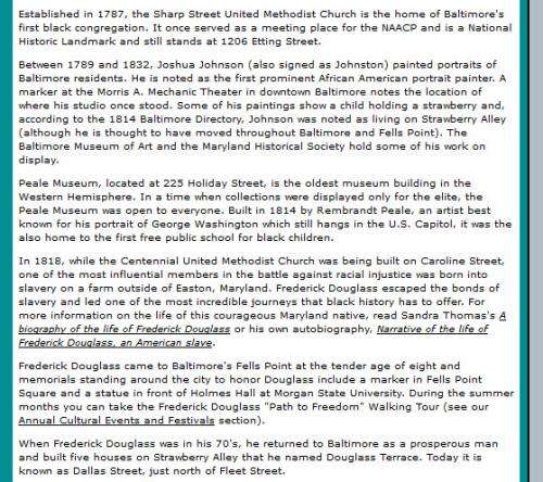 Snippet from Newer Version of the Baltimore Black History page, with entity optimization included.
