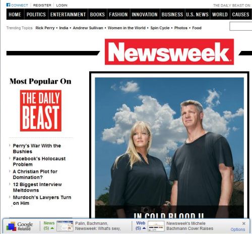 The Google Related toolbar at the bottom of my browser window, showing some information about related topics, and widgets that I can click upon to see related news stories, and related web pages.