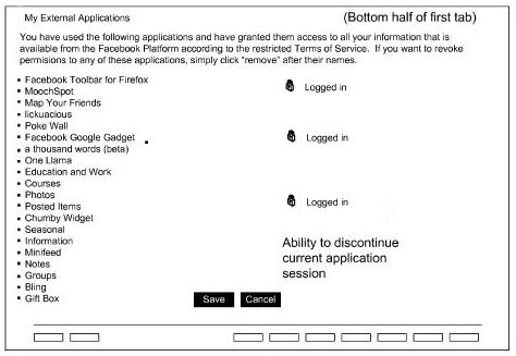 A FAcebook page where you can set the level of access to your private data that different applications might have.