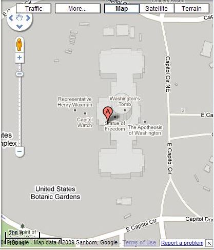 Google Maps image of the Capitol Building in Washington, DC.