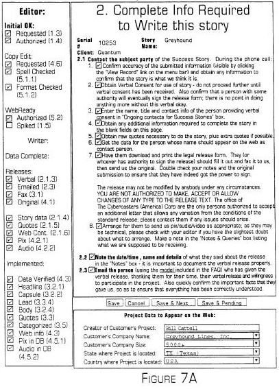 An editor's checklist of the information need to write the story, including fact-checking and consent to use the story.
