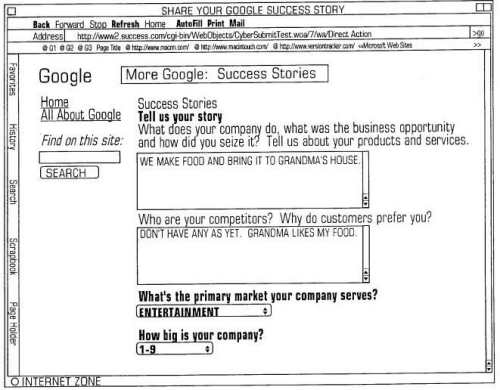 Additional forms for people to use to tell their Google success story.