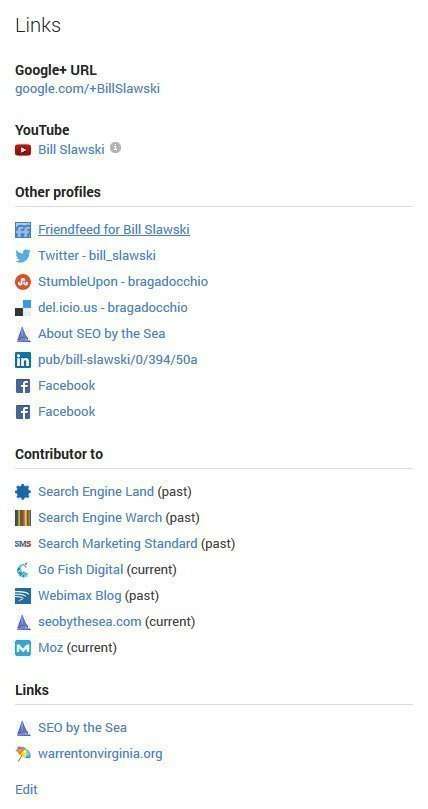 My links from my Google profile.