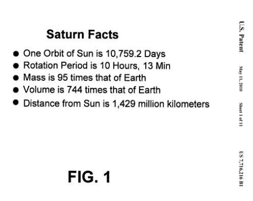 An example HTML list, using the heading Saturn Facts and listing several astronomical facts about Saturn, including orbit, rotation period, mass, volume, and distance from the sun.