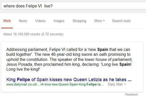 Google doesn't have much information on this relatively recently crowned king of Spain.