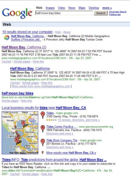 Google Local Search Results Midpage