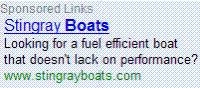 Advertisement accompanying a boats Miami search