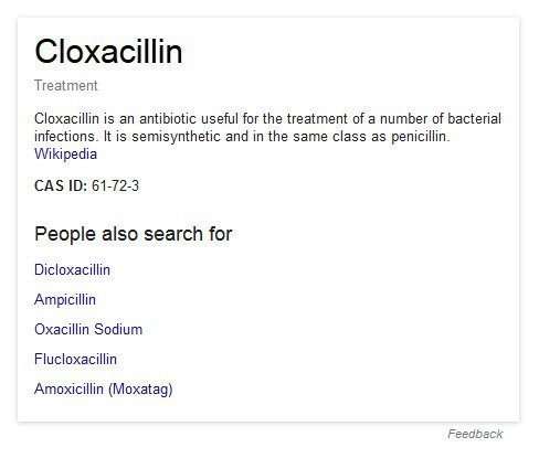 A Google Knowledge panel for colxacillin
