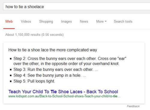 How to Tie a Shoelace Results