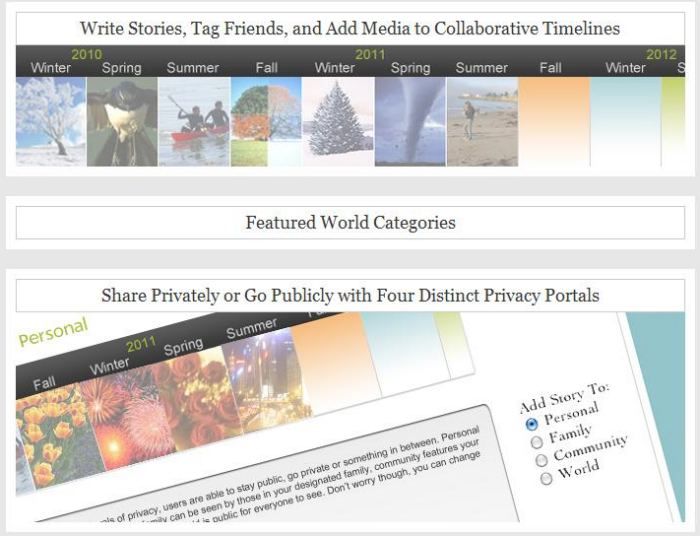 A screenshot from the front page of ourstory.com.