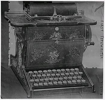The Library of Congress calls this picture one of the first typewriter.