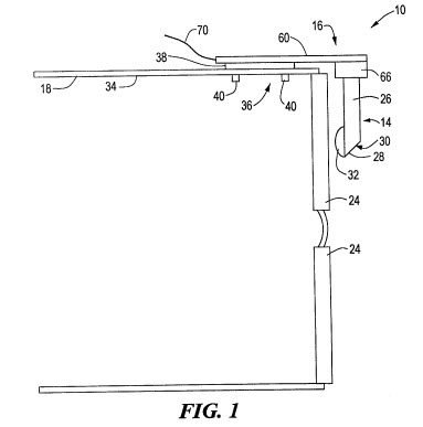 A snapshot from the patent showing how the display device fits on glasses frames