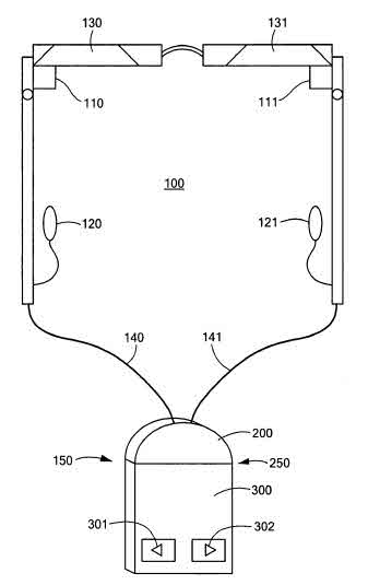 In this image, we see the glasses display connected to a media device.