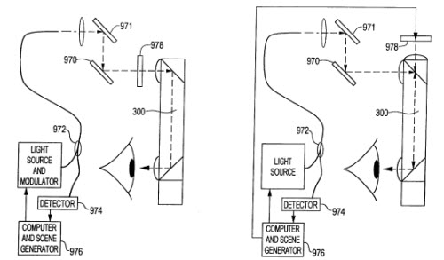Images from the patent showing how scenes and light travel to the eye.