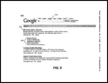 image from the US Patent and Trademark Office showing a search results page with additional links from the top search result displayed.