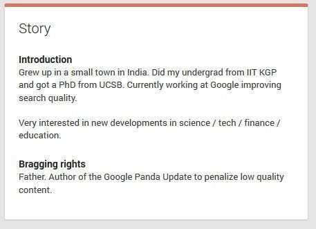Navneet Panda includes the Panda Update in his "bragging rights."