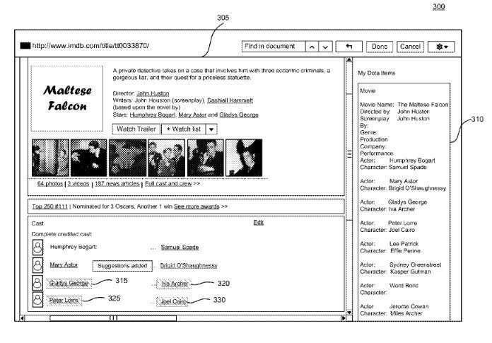 A screenshot of the data markup tool from the patent.