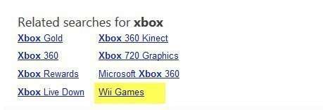 The Wii is showing up on a search for [xbox] as a related entity