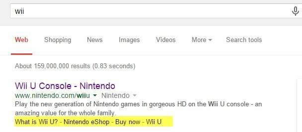 The quicklinks for this search result shows off prominently placed links on the page listed in the results.