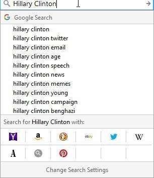 Hillary Clinton Auto Suggestions