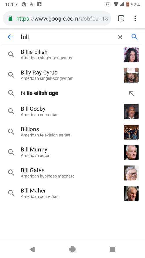 entity search suggestions
