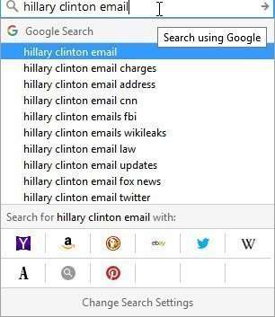 Hillary Clinton email query suggestions