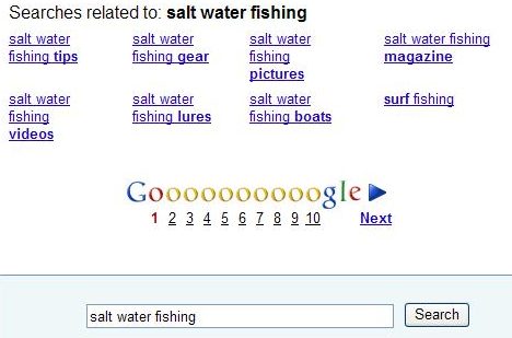 google query suggestions at the bottom of search results