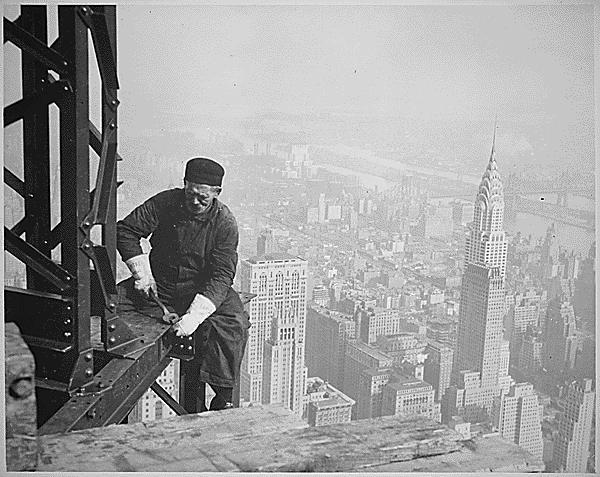 A workman helping to build the Empire State Building.