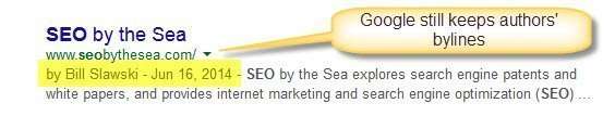 A search result for [SEO] that includes my byline, linked to my Google profile page.