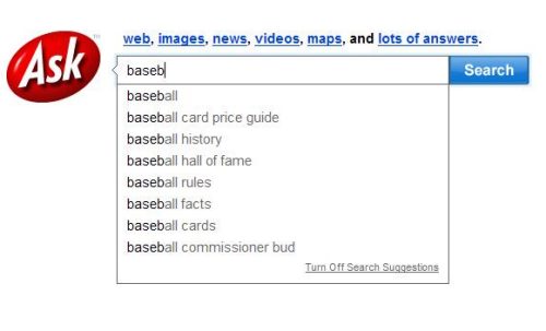 an example of ask.com search query suggestions