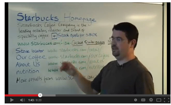 A Matt Cutts Google video Screenshot on snippets