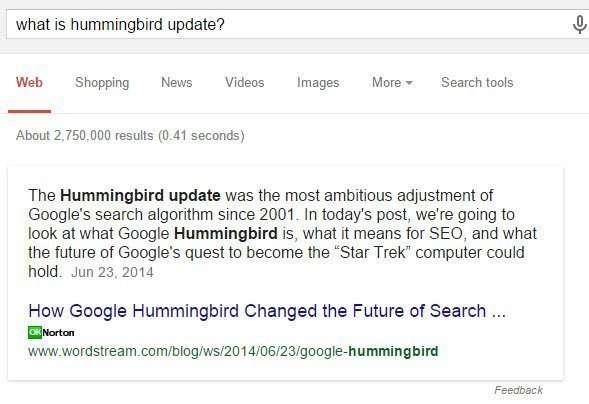 Google's Hummingbird Update