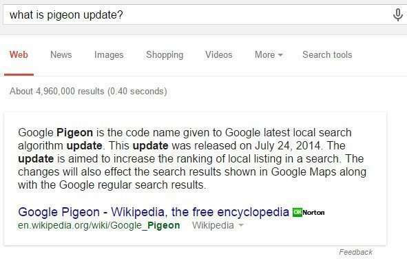 Google' Pigeon Update