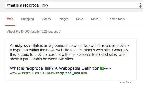 What are reciprocal links?