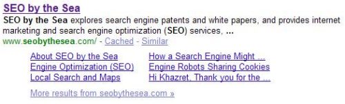 Google search result showing sitelinks for wordpress.com