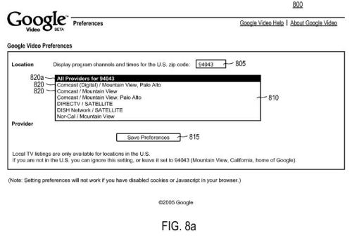 A Google Video Preferences set up screen that would allow you to enter your zip code and TV listings provider.