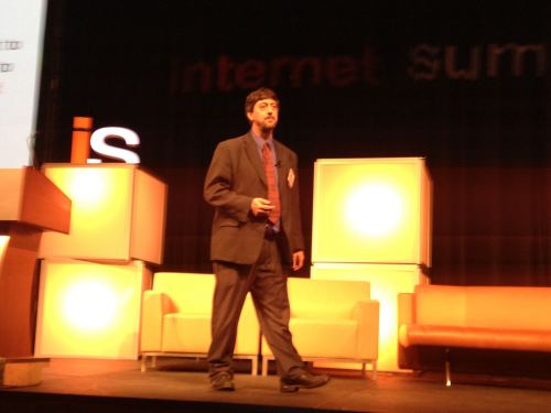 On the stage of Ballroom B at the Raleigh Convention Center, presenting on SEO and social media