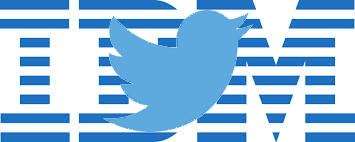 The Twitter Logo over the IBM Logo.