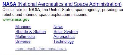 yahoo quicklinks for NASA