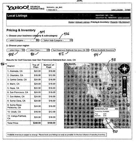 Yahoo Local Search Advertising Interface